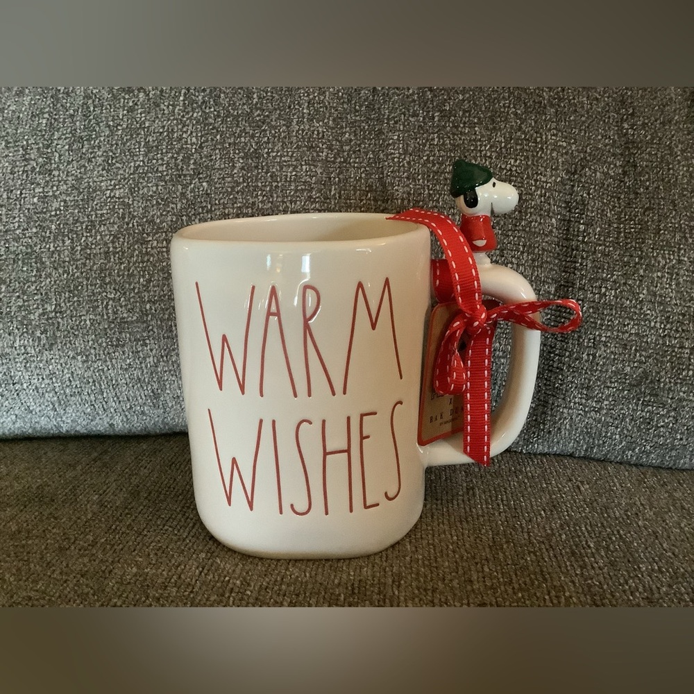 RAE DUNN x PEANUTS Snoopy Dog WARM WISHES White Mug Christmas Holiday Winter NWT
